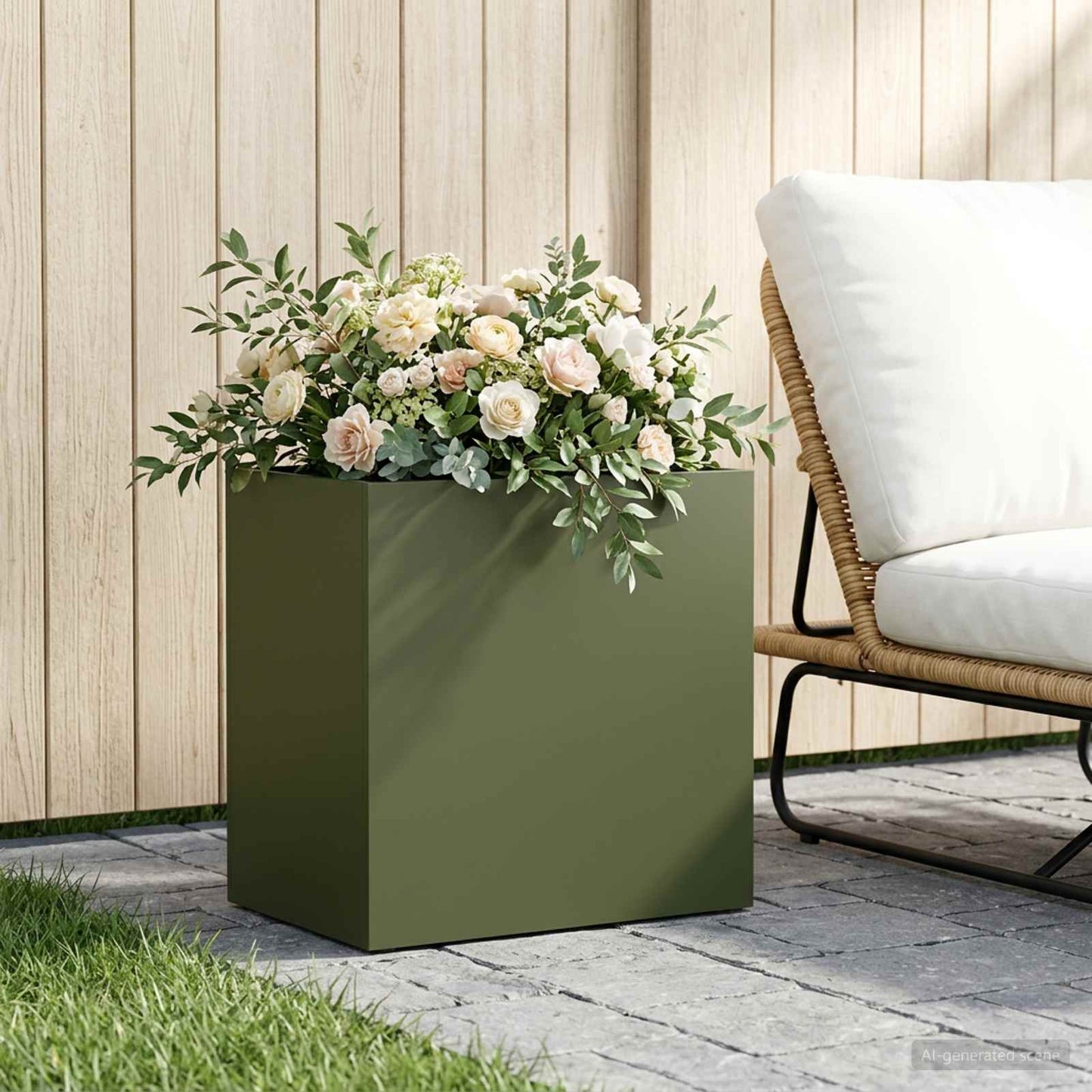Plantenbak Olijfgroen 50 x 30 x 40 cm Koudgewalst staal