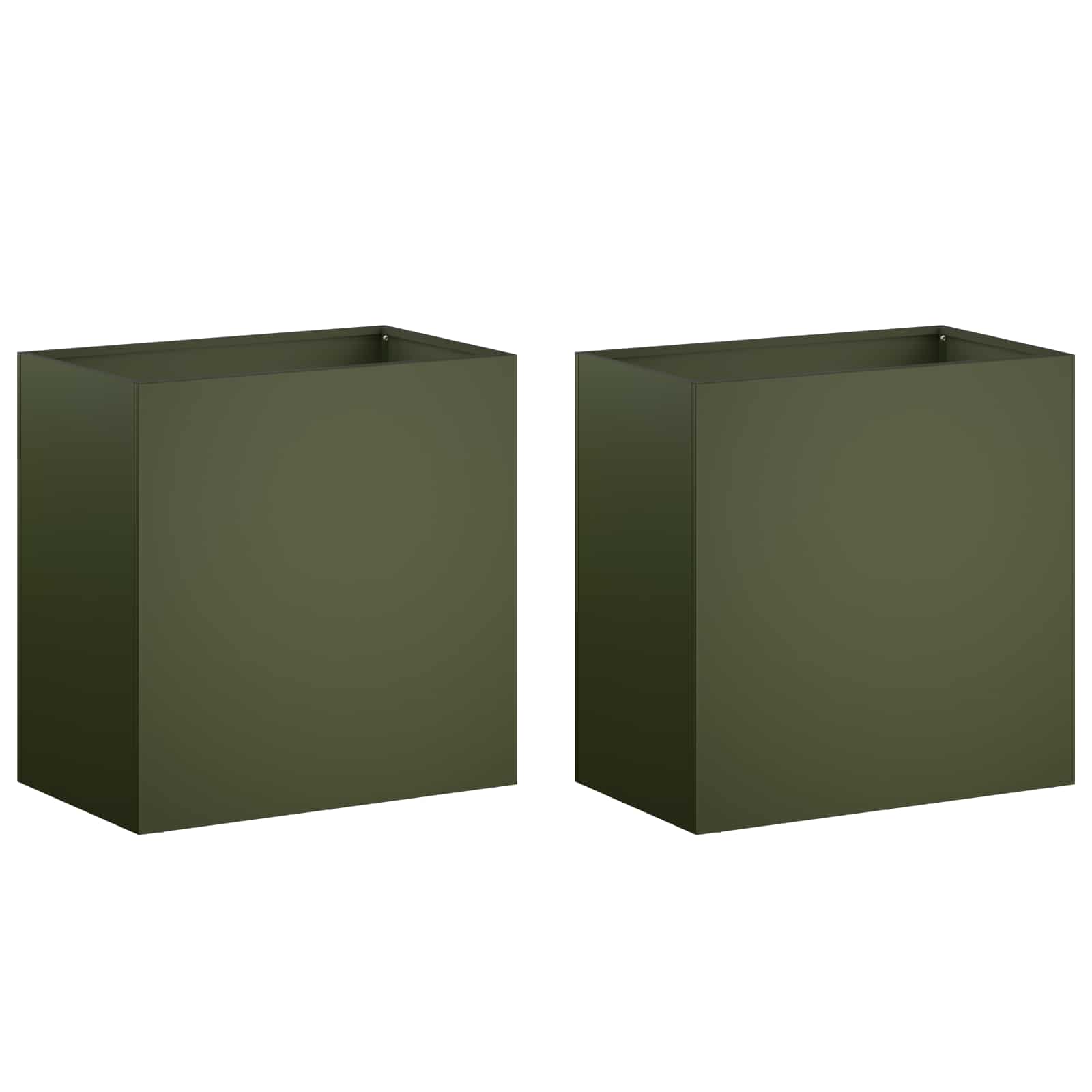 Plantenbak 2 st Olijfgroen 50 x 30 x 40 cm Koudgewalst staal