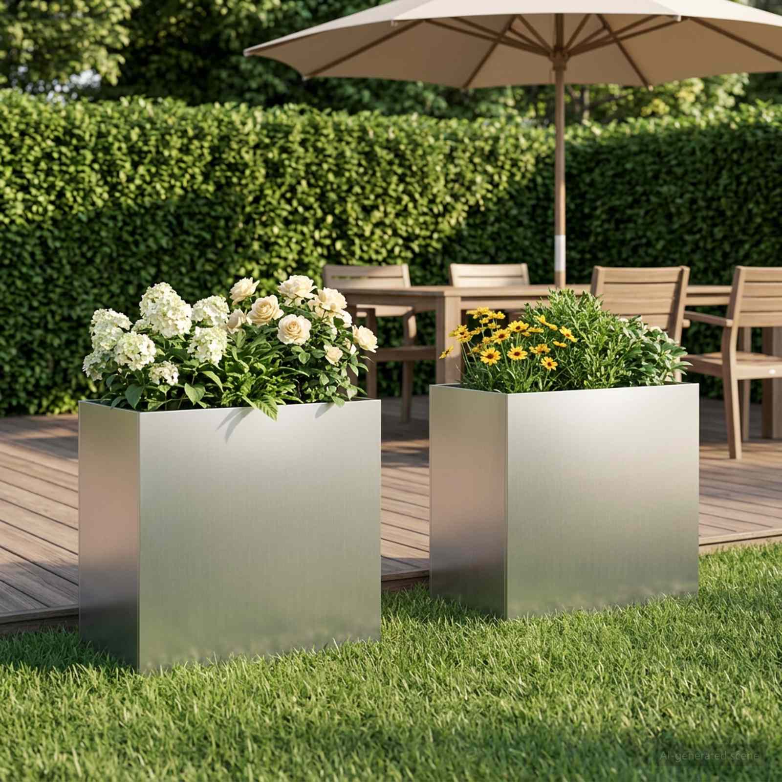 Plantenbak 2 st zilver 50 x 30 x 40 cm Gegalvaniseerd staal