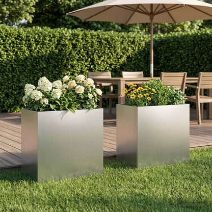 Plantenbak 2 st zilver 50 x 30 x 40 cm Gegalvaniseerd staal