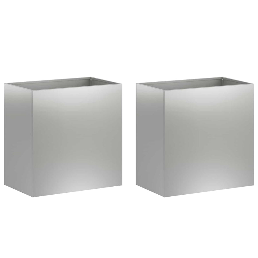 Plantenbak 2 st zilver 50 x 30 x 40 cm Gegalvaniseerd staal