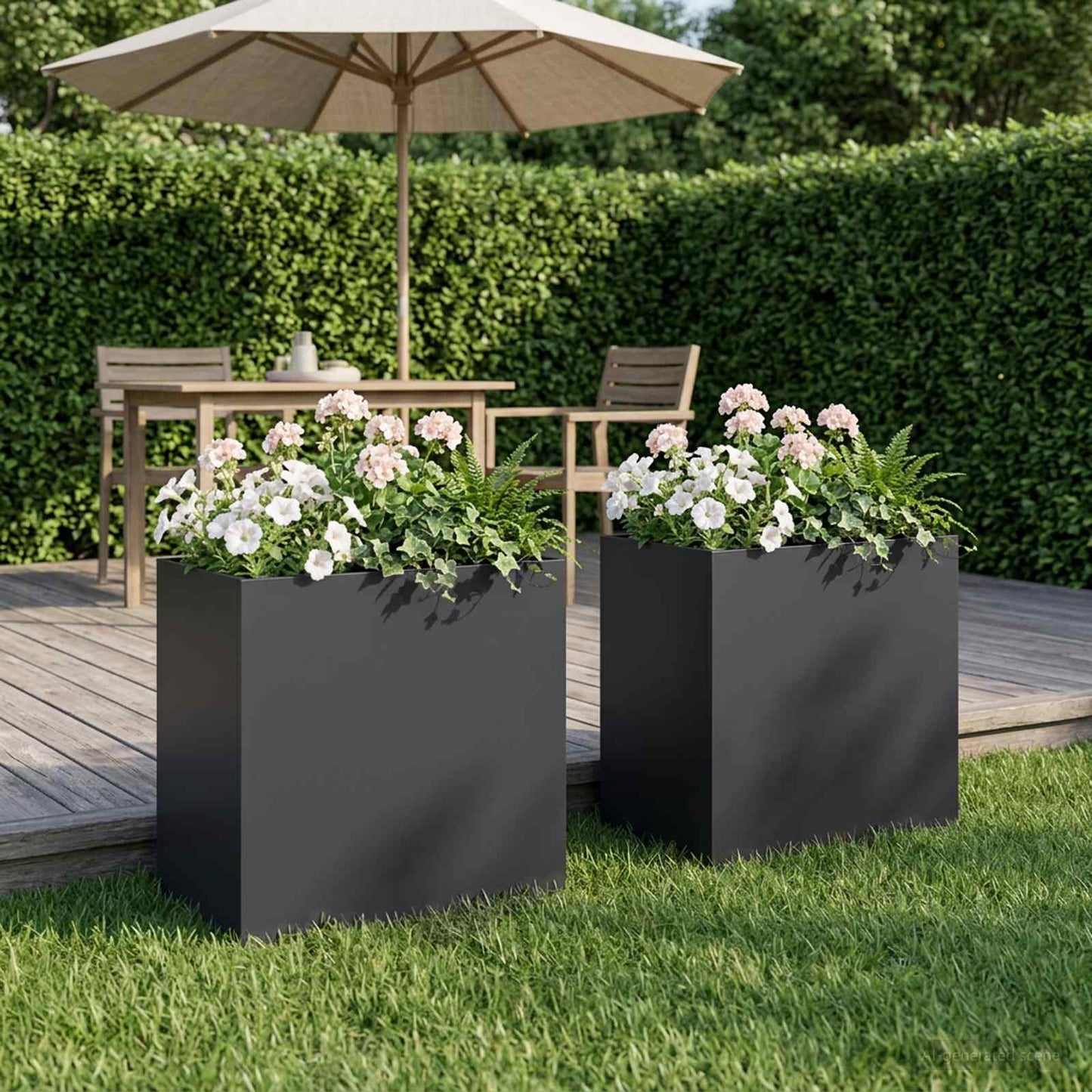Plantenbak 2 st Zwart 50 x 30 x 50 cm Koudgewalst staal