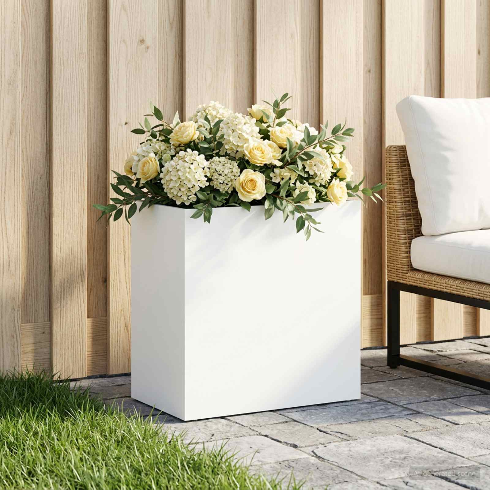 Plantenbak Wit 50 x 30 x 50 cm Koudgewalst staal