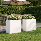 Plantenbak 2 st 50x30x50 cm wit koudgewalst staal