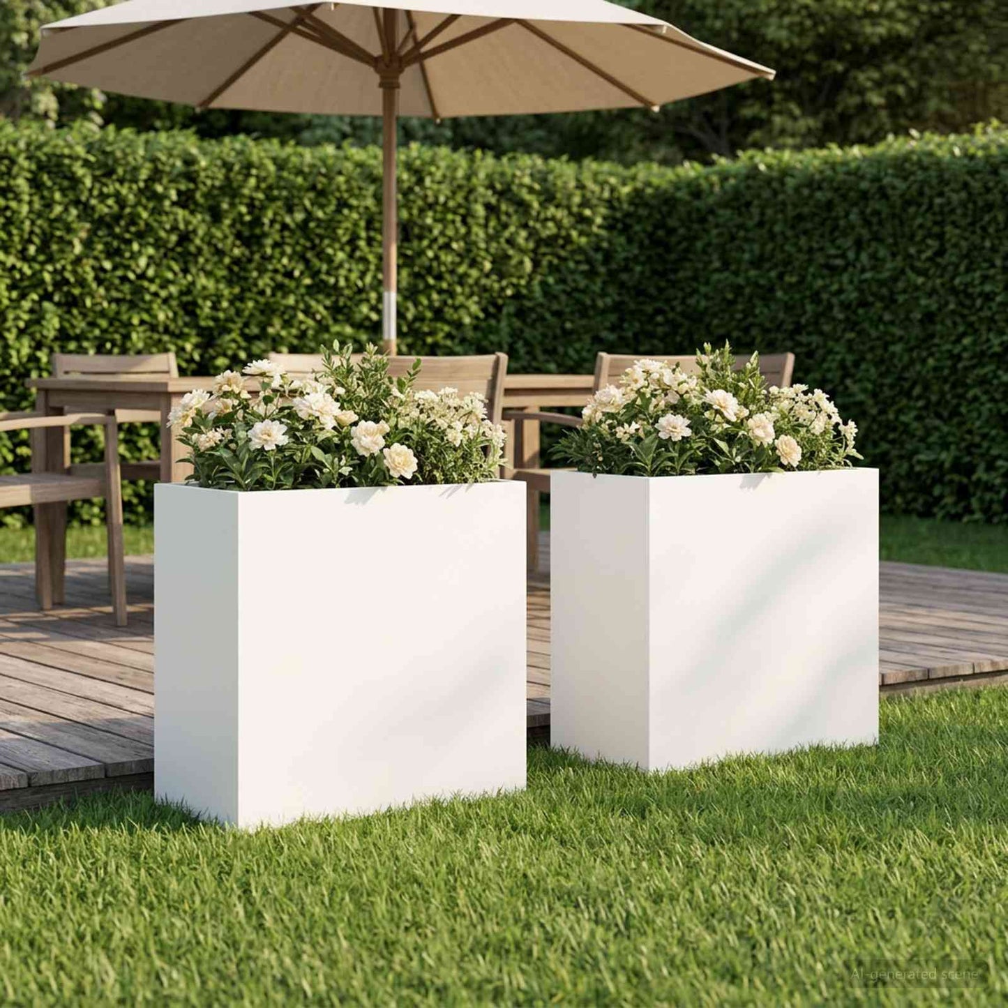Plantenbak 2 st Wit 50 x 30 x 50 cm Koudgewalst staal