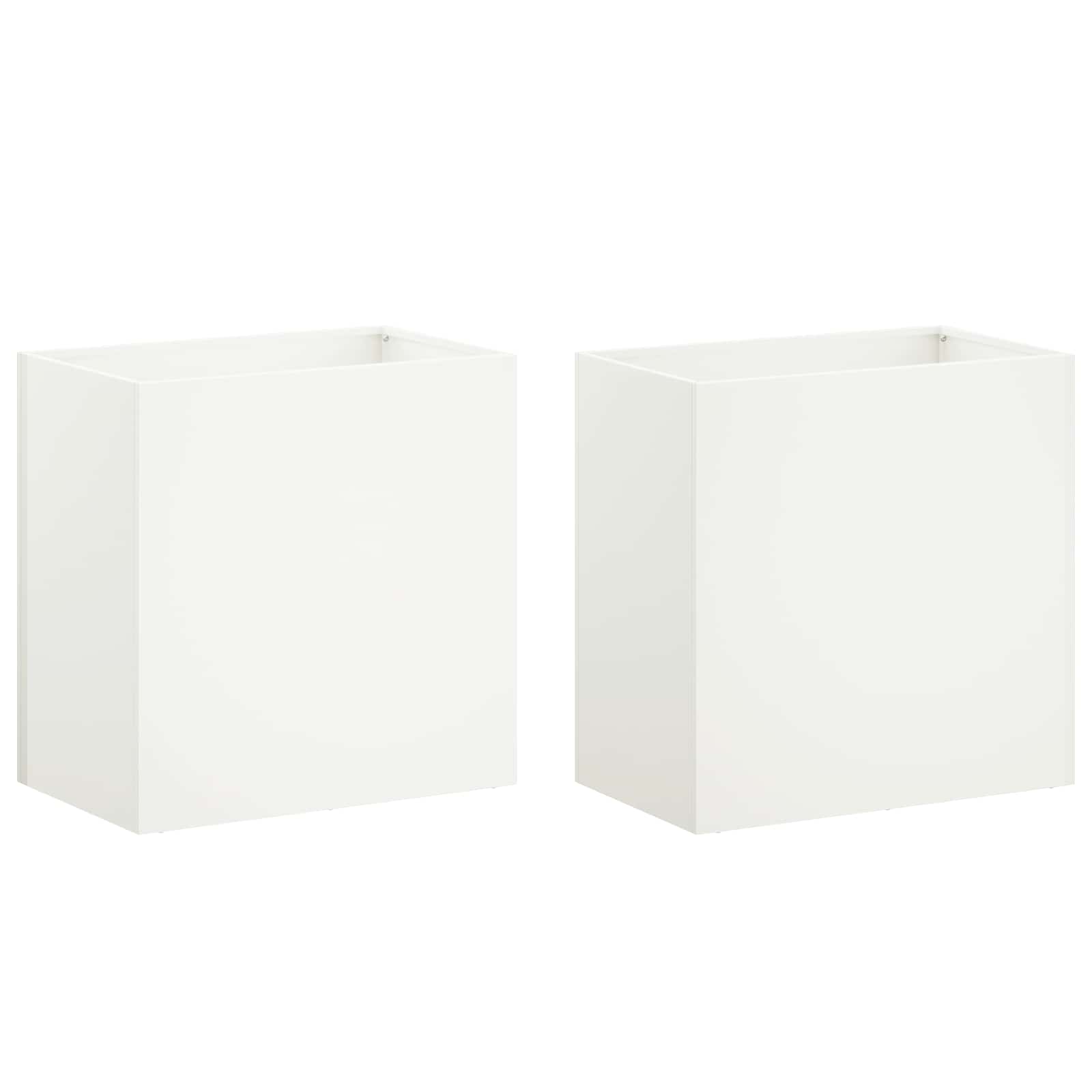 Plantenbak 2 st Wit 50 x 30 x 50 cm Koudgewalst staal