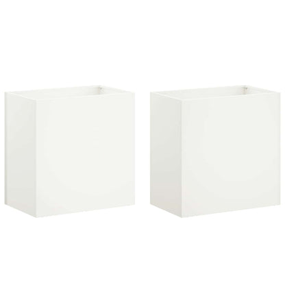 Plantenbak 2 st Wit 50 x 30 x 50 cm Koudgewalst staal