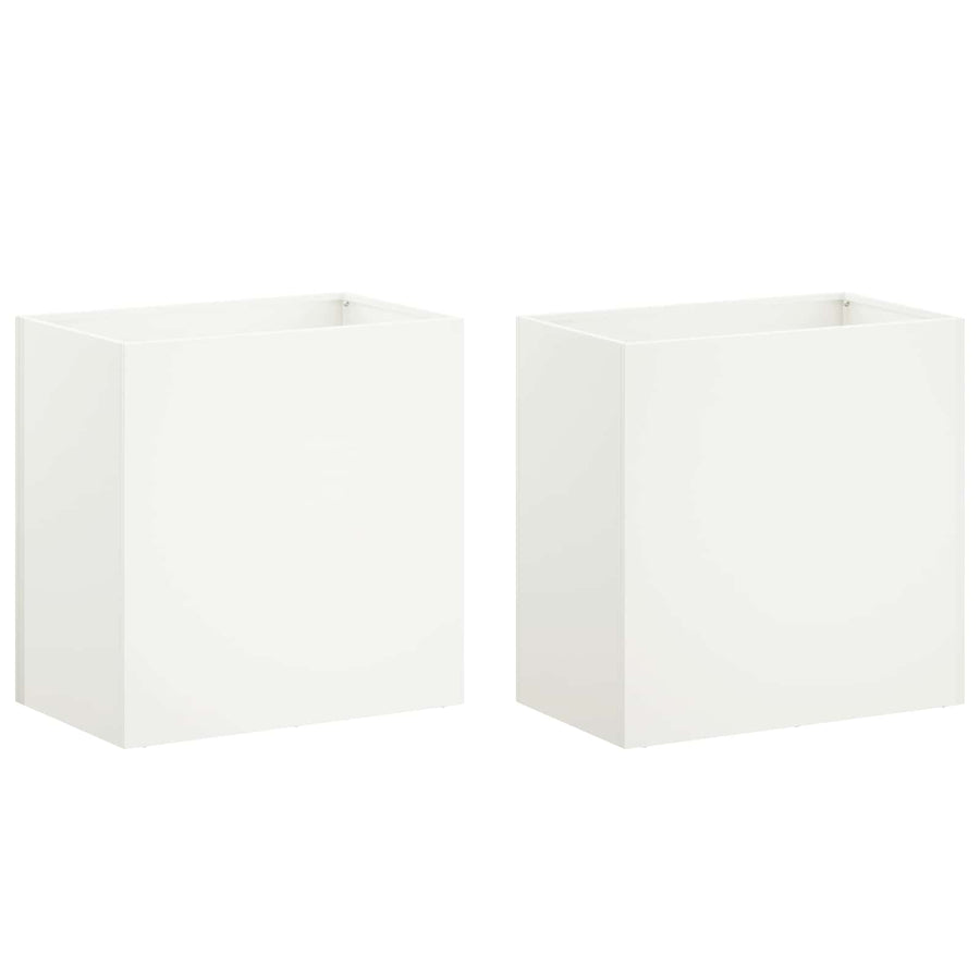 Plantenbak 2 st Wit 50 x 30 x 50 cm Koudgewalst staal