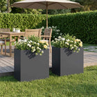 Plantenbak 50x30x50 cm antraciet staal (set van 2)