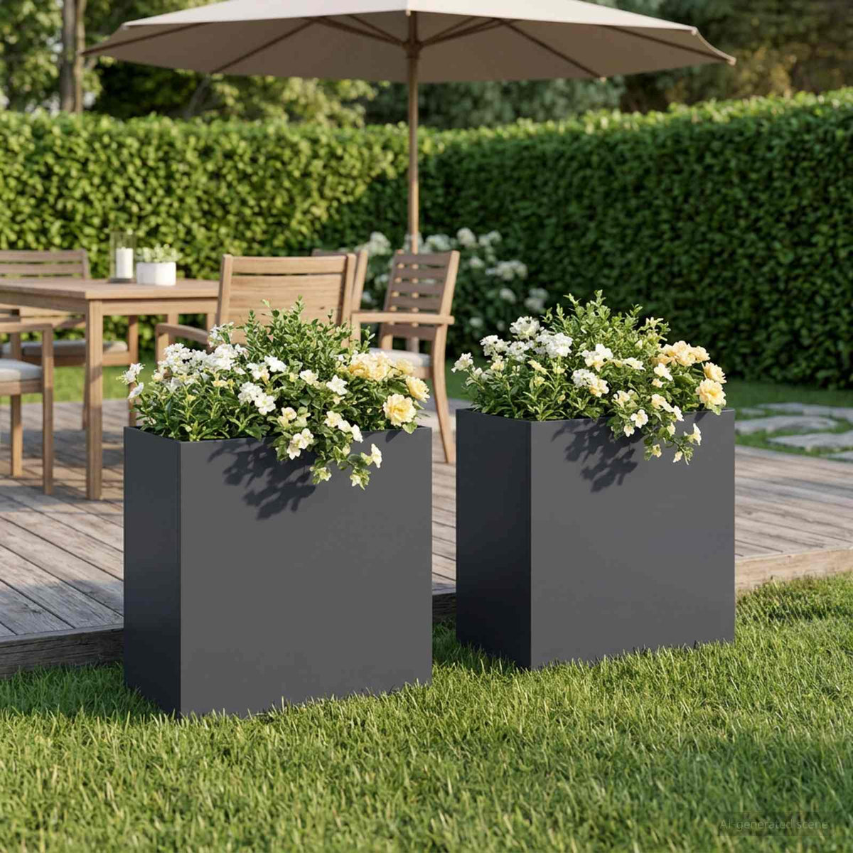 Plantenbak 2 st Antraciet 50 x 30 x 50 cm Koudgewalst staal