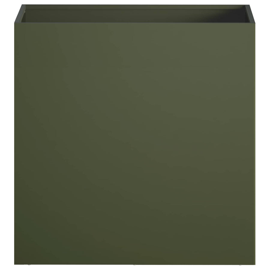 Plantenbak 2 st Olijfgroen 50 x 30 x 50 cm Koudgewalst staal
