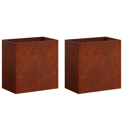 Plantenbak 2 st Roestkleurig 50 x 30 x 50 cm weervast staal