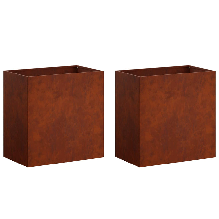 Plantenbak 2 st Roestkleurig 50 x 30 x 50 cm weervast staal