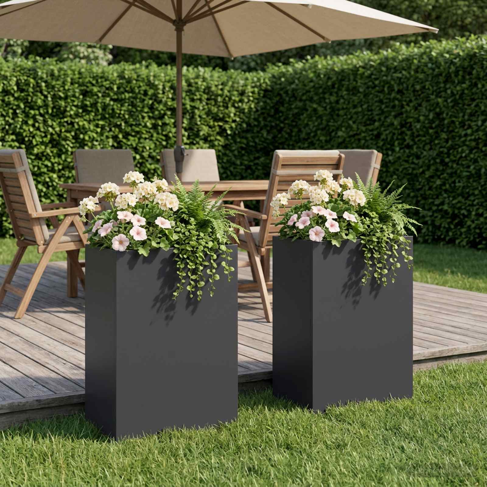 Plantenbak 2 st Zwart 50 x 30 x 75 cm Koudgewalst staal