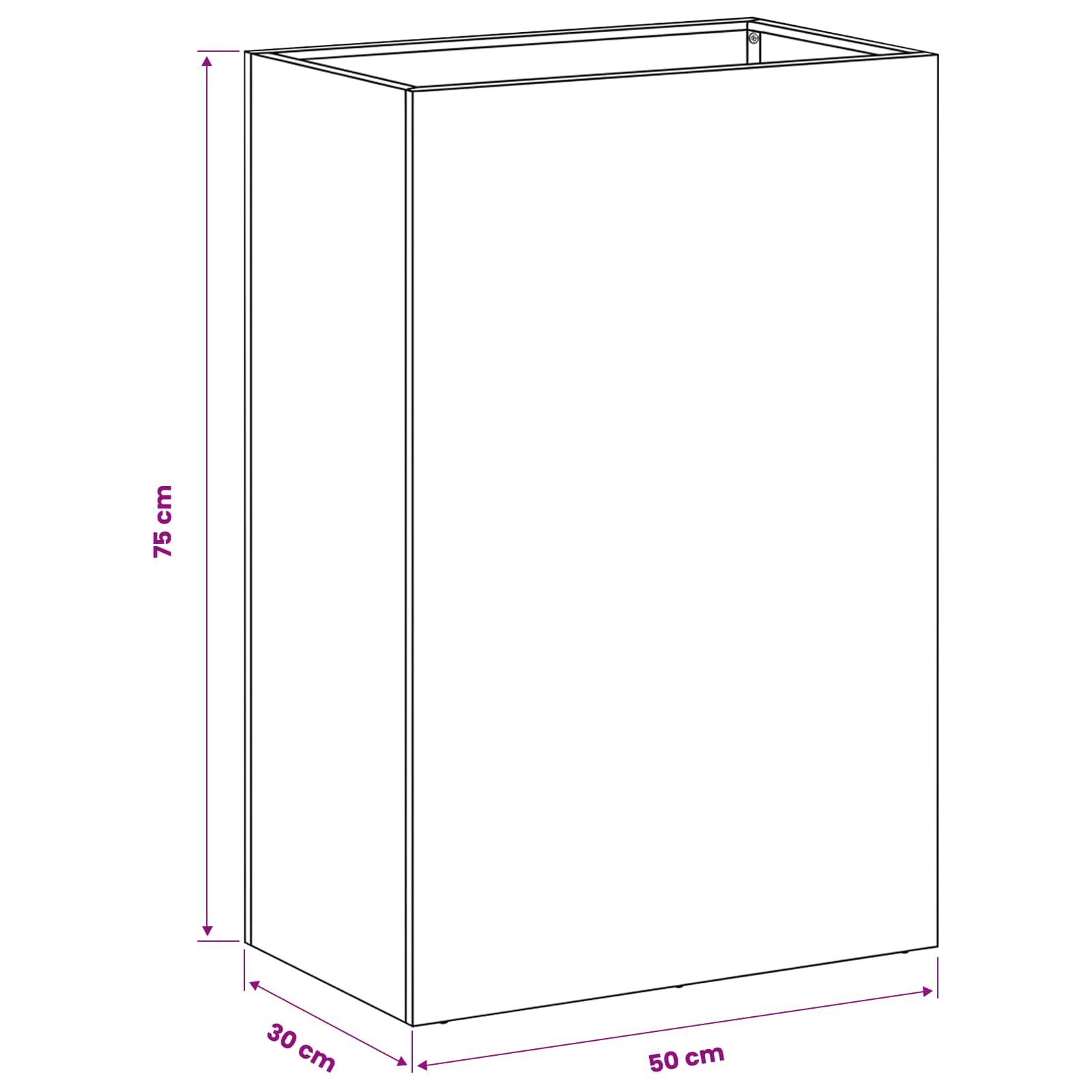 Plantenbak 2 st Zwart 50 x 30 x 75 cm Koudgewalst staal