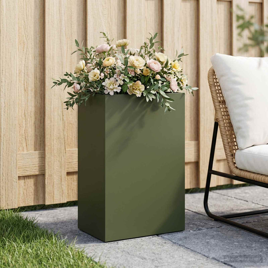 Plantenbak Olijfgroen 50 x 30 x 75 cm Koudgewalst staal