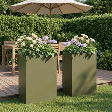 Plantenbak 2 st Olijfgroen 50 x 30 x 75 cm Koudgewalst staal