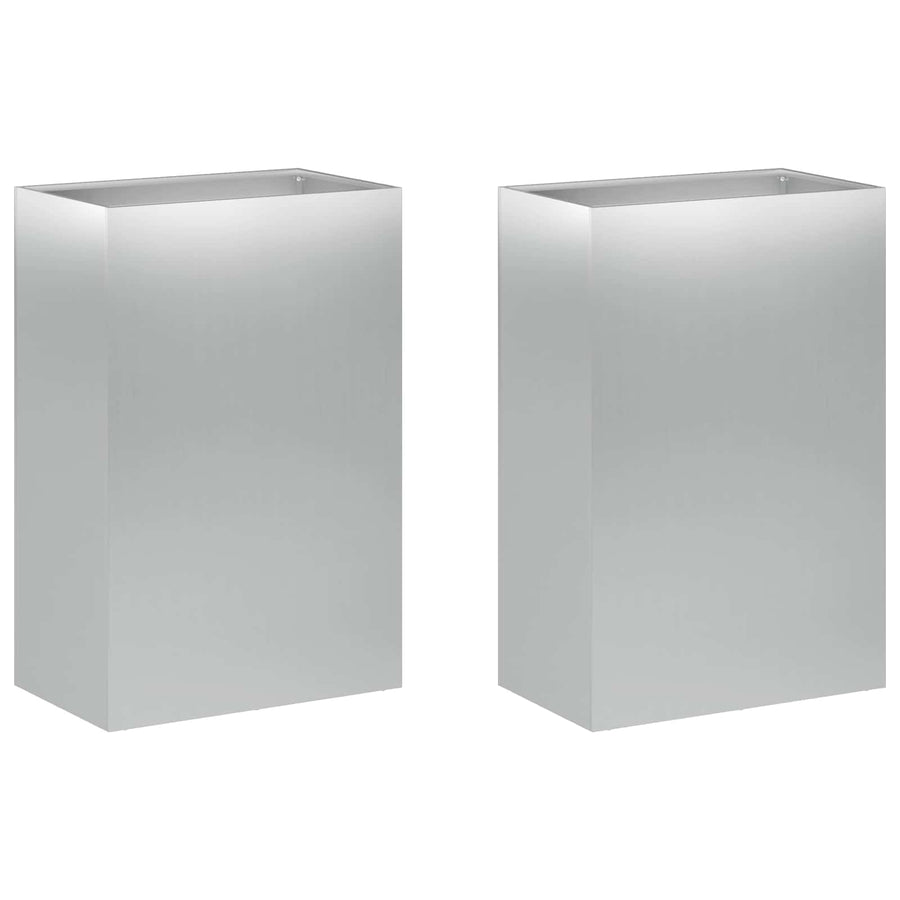 Plantenbak 2 st zilver 50 x 30 x 75 cm Gegalvaniseerd staal