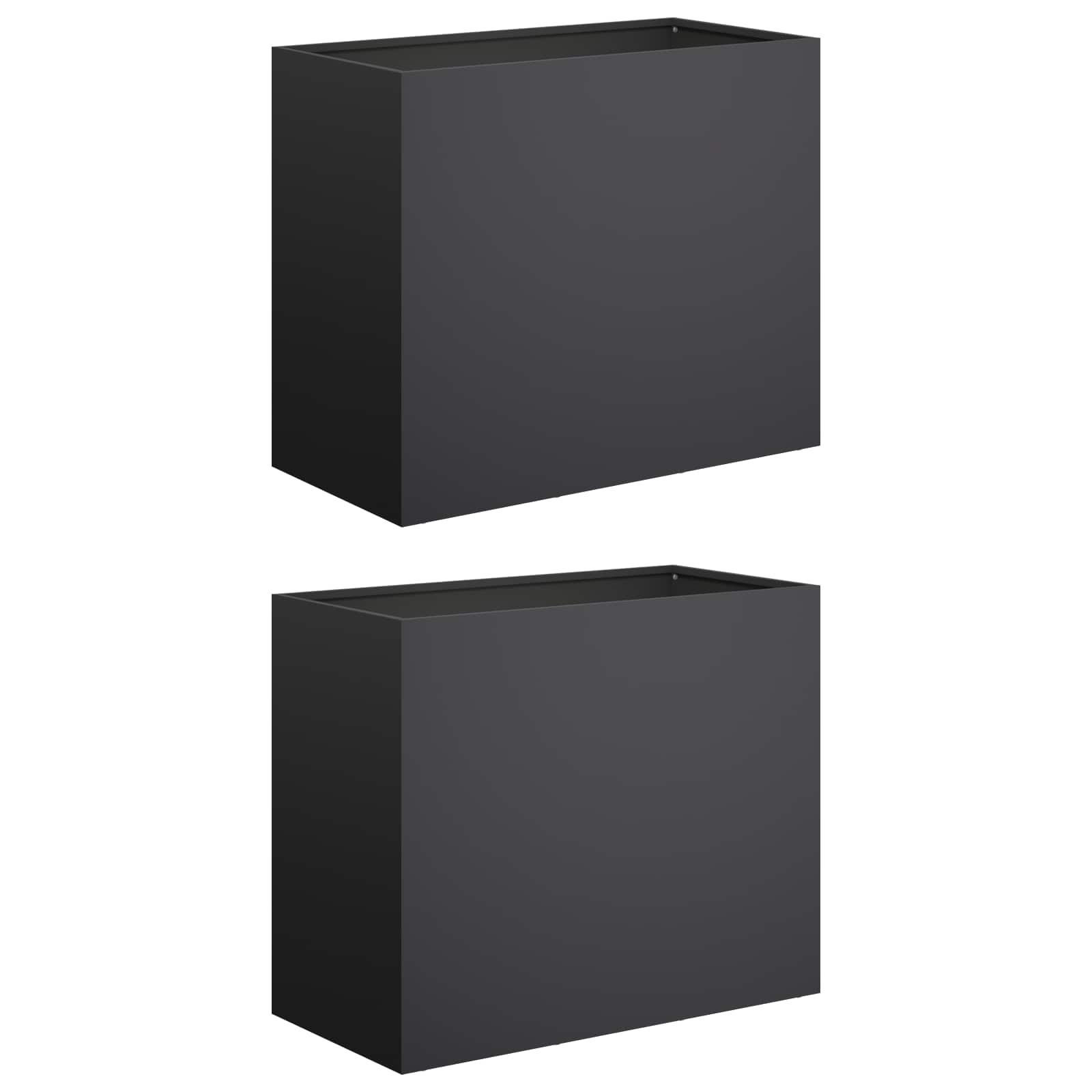Plantenbak 2 st Zwart 60 x 30 x 40 cm Koudgewalst staal