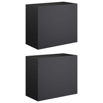 Plantenbak 2 st Zwart 60 x 30 x 40 cm Koudgewalst staal