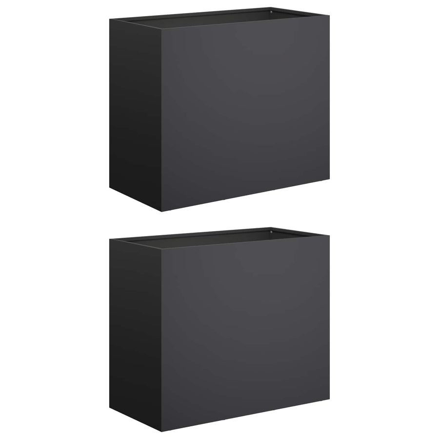 Plantenbak 2 st Zwart 60 x 30 x 40 cm Koudgewalst staal