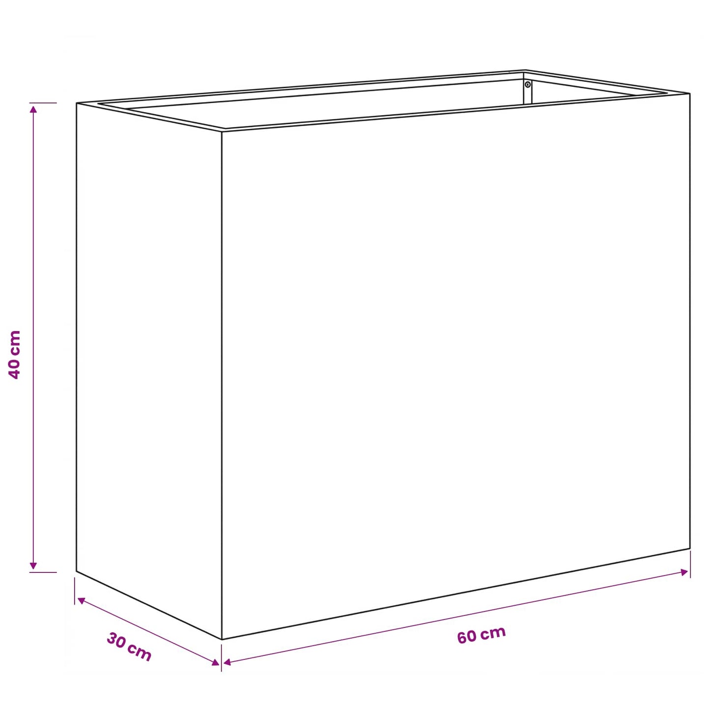 Plantenbak Wit 60 x 30 x 40 cm Koudgewalst staal