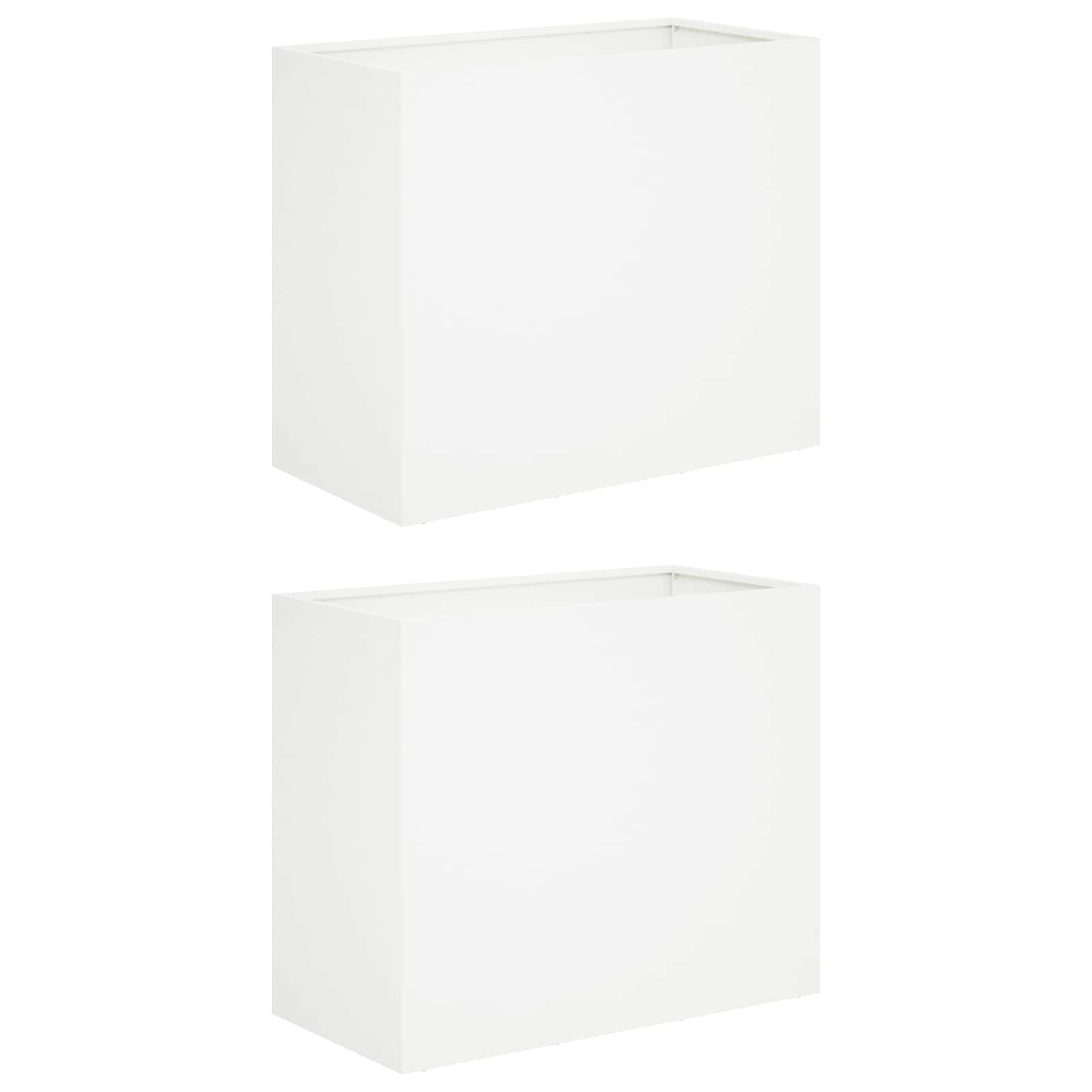 Plantenbak 2 st Wit 60 x 30 x 40 cm Koudgewalst staal