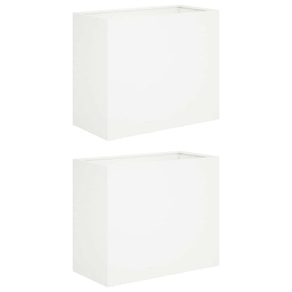 Plantenbak 2 st Wit 60 x 30 x 40 cm Koudgewalst staal
