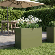 Plantenbak koudgewalst staal 60x30x40 cm olijfgroen