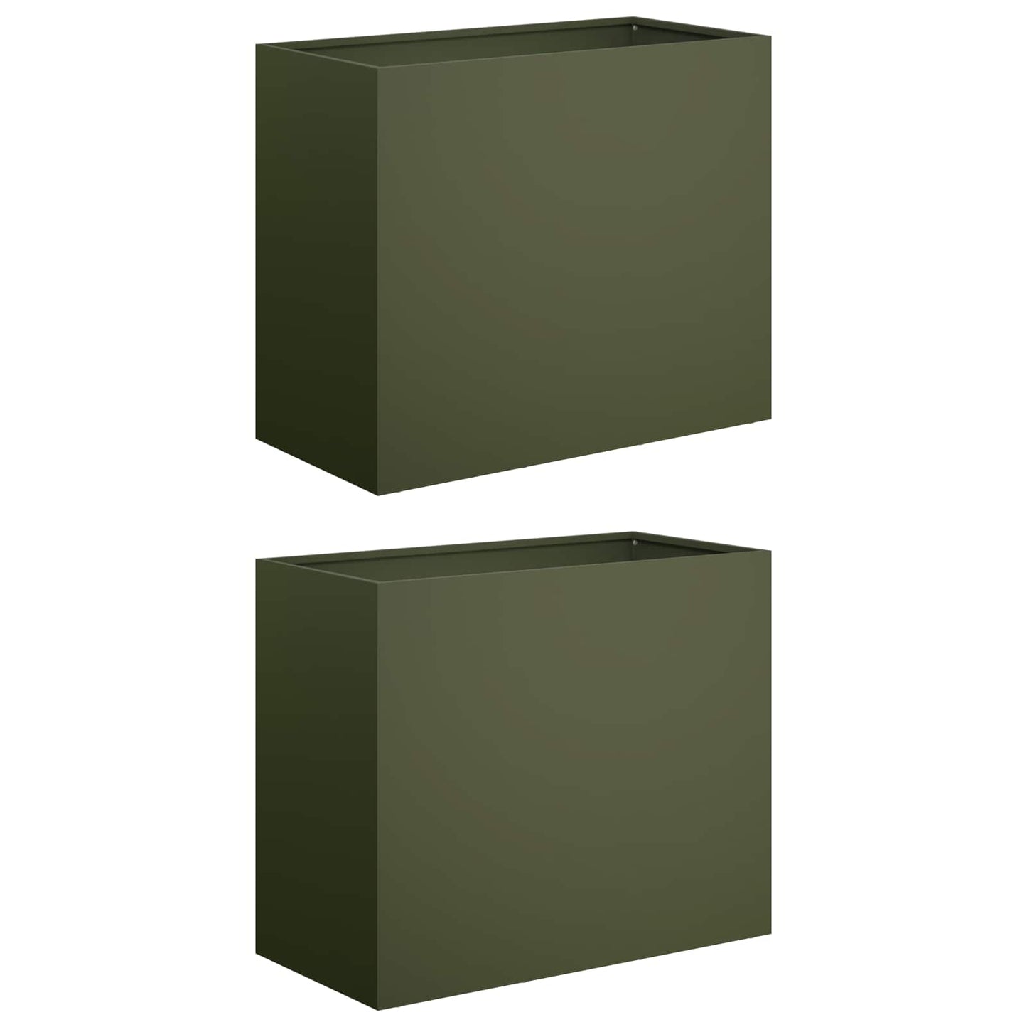 Plantenbak 2 st Olijfgroen 60 x 30 x 40 cm Koudgewalst staal