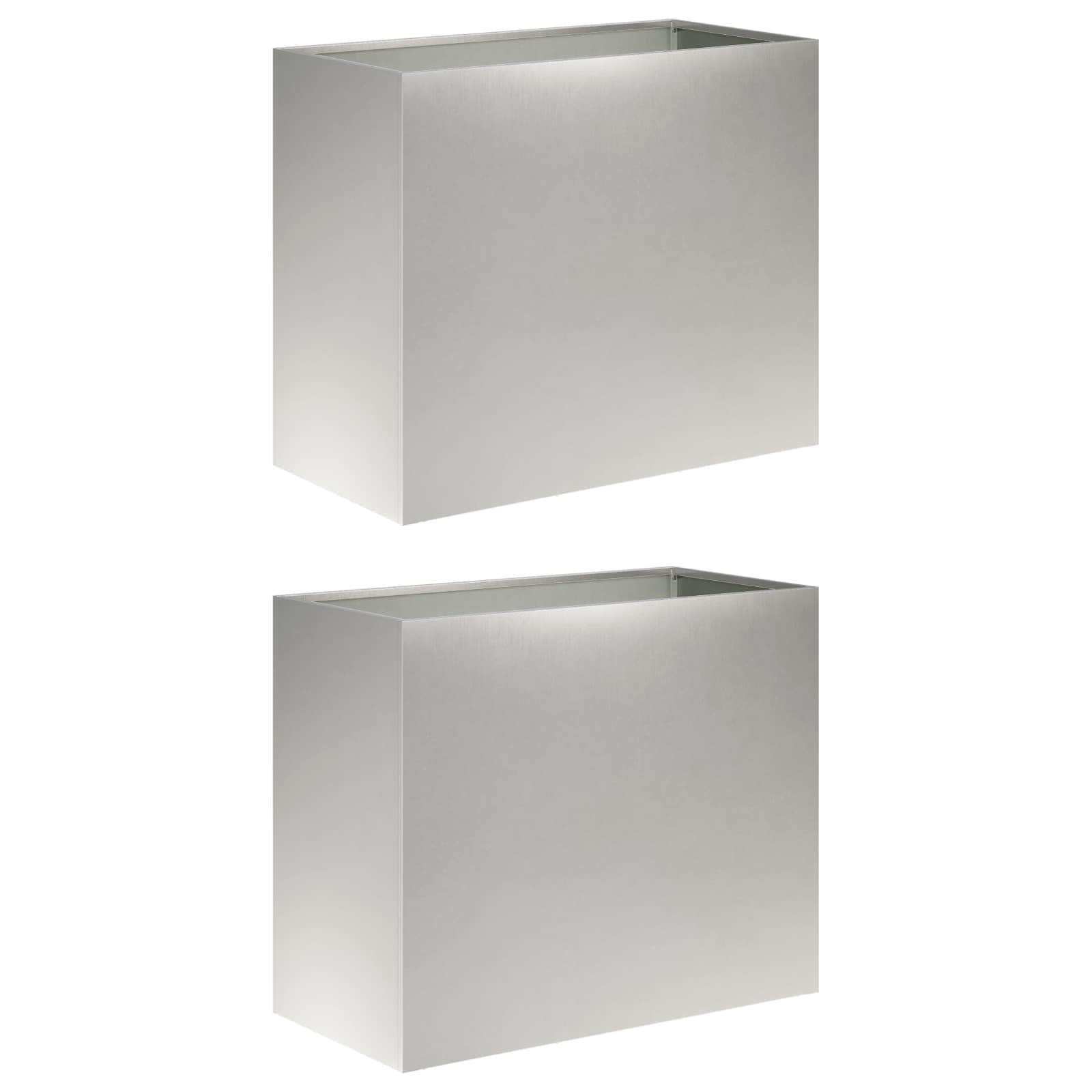 Plantenbak 2 st zilver 60 x 30 x 40 cm Roestvrij staal