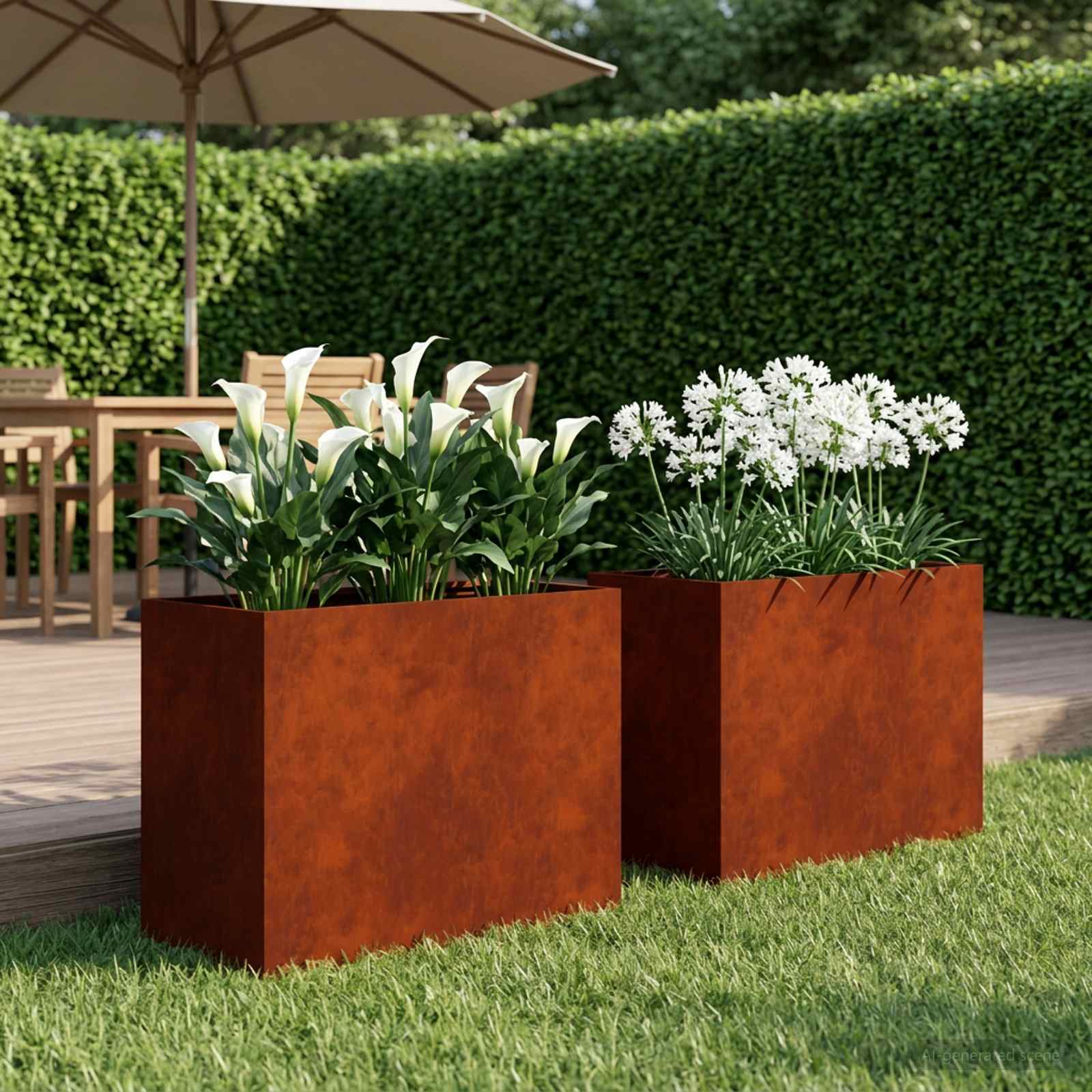 Plantenbak 2 st Roestkleurig 60 x 30 x 40 cm weervast staal
