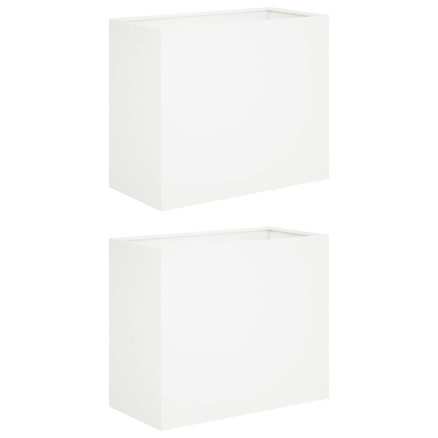Plantenbak 2 st Wit 60 x 30 x 50 cm Koudgewalst staal
