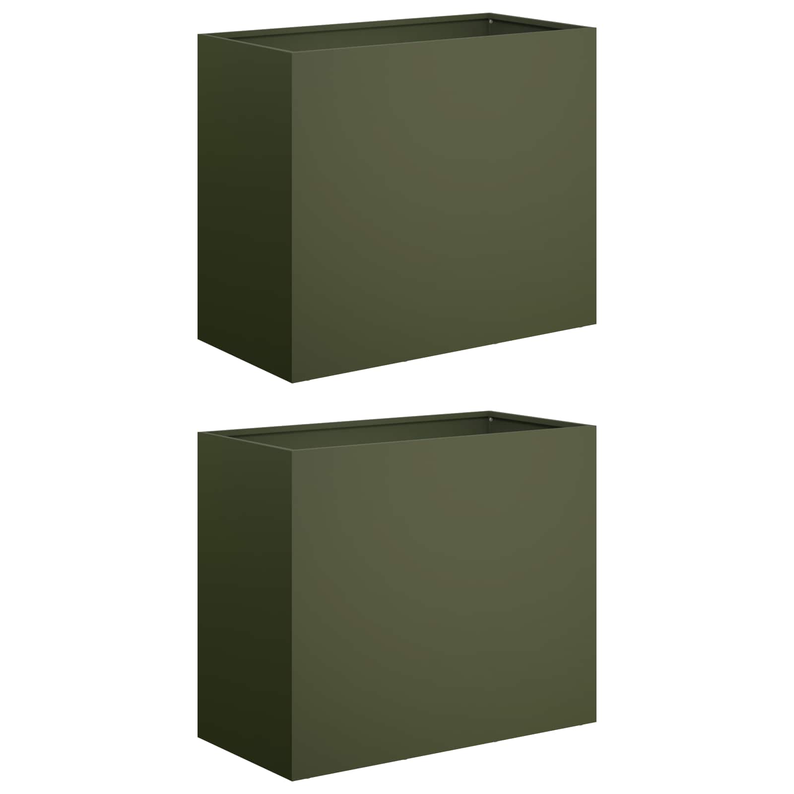 Plantenbak 2 st Olijfgroen 60 x 30 x 50 cm Koudgewalst staal