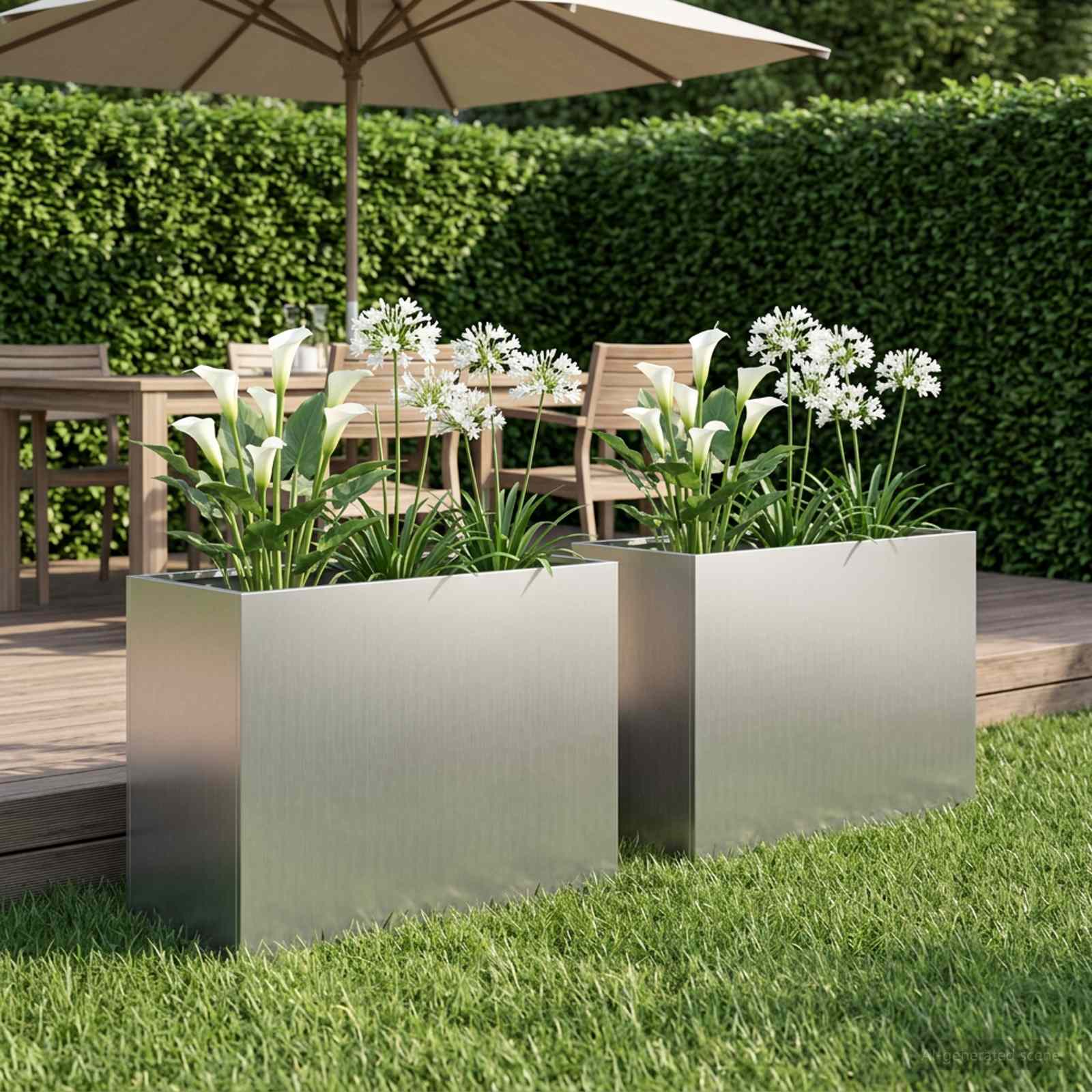 Plantenbak 2 st zilver 60 x 30 x 50 cm Gegalvaniseerd staal