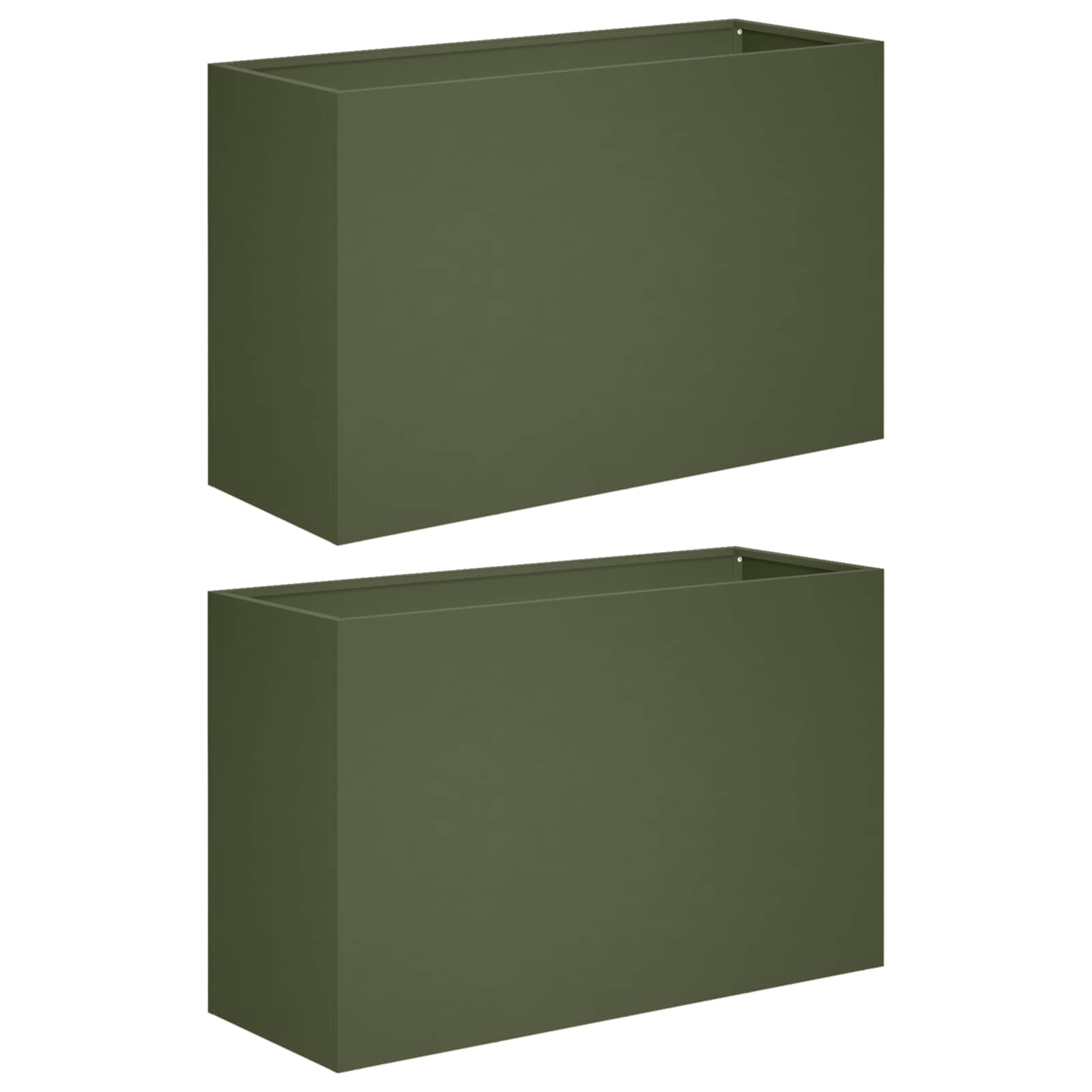 Plantenbak 2 st Olijfgroen 80 x 30 x 40 cm Koudgewalst staal