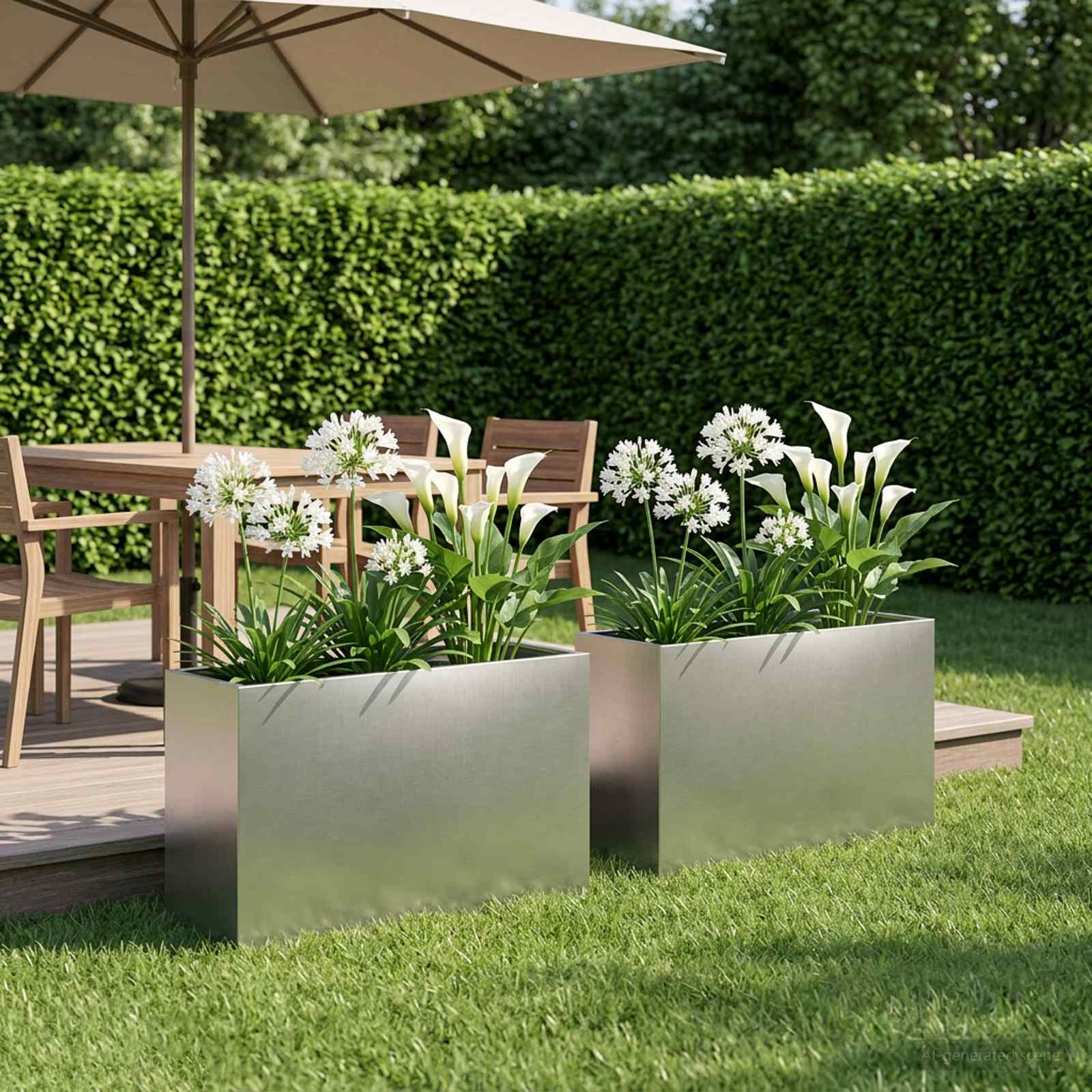 Plantenbak 2 st zilver 80 x 30 x 40 cm Roestvrij staal