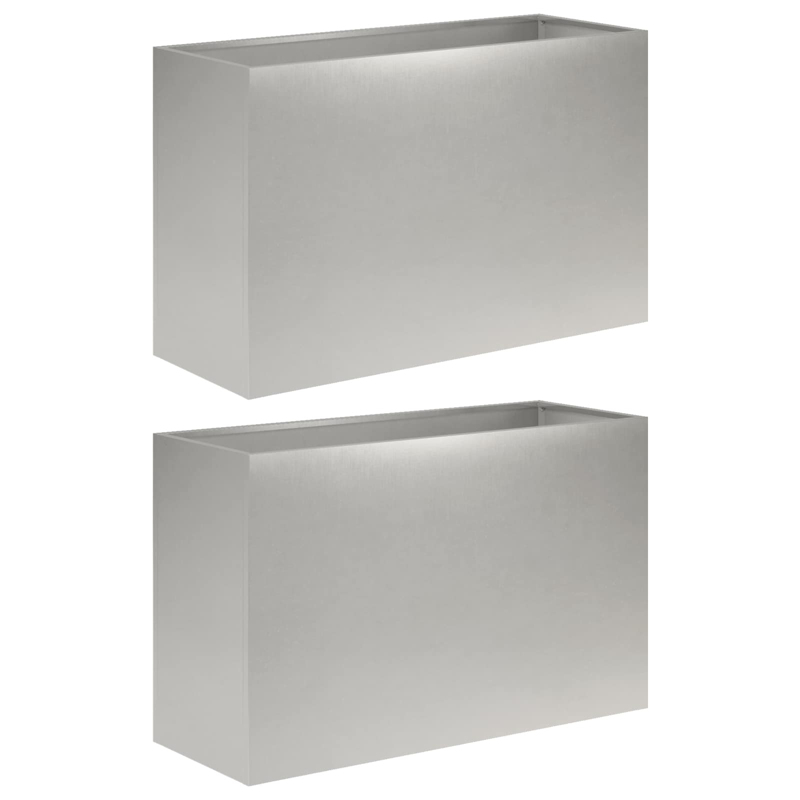 Plantenbak 2 st zilver 80 x 30 x 40 cm Roestvrij staal