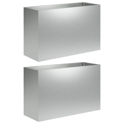 Plantenbak 2 st zilver 80 x 30 x 40 cm Gegalvaniseerd staal