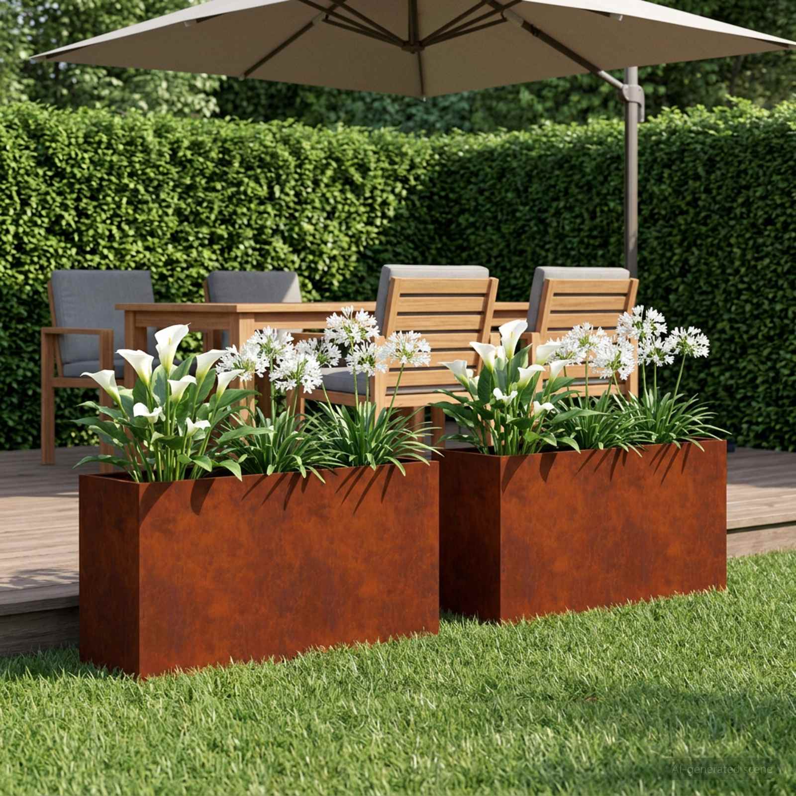 Plantenbak 2 st Roestkleurig 80 x 30 x 40 cm weervast staal