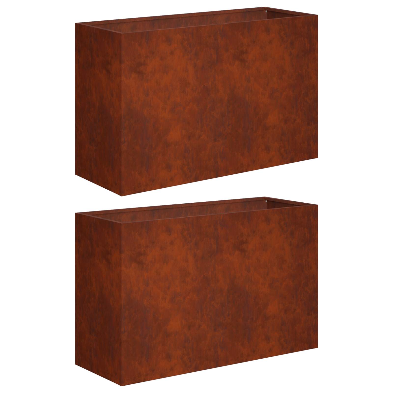 Plantenbak 2 st Roestkleurig 80 x 30 x 40 cm weervast staal