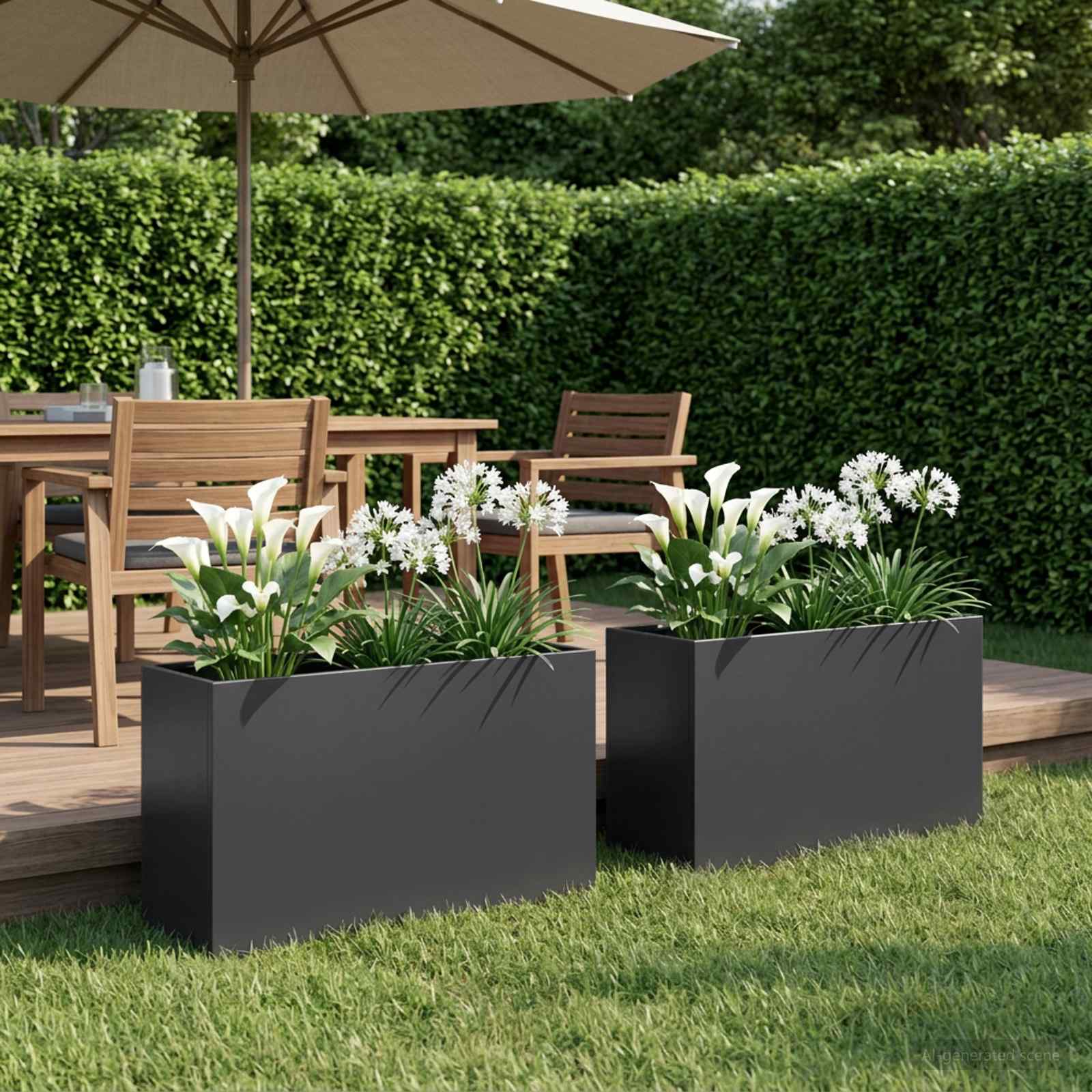 Plantenbak 2 st Zwart 80 x 30 x 50 cm Koudgewalst staal