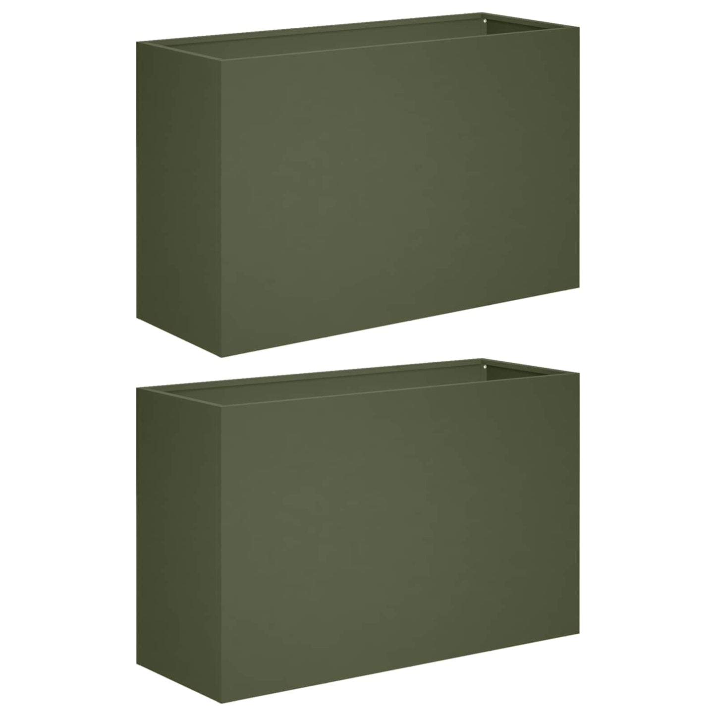 Plantenbak 2 st Olijfgroen 80 x 30 x 50 cm Koudgewalst staal