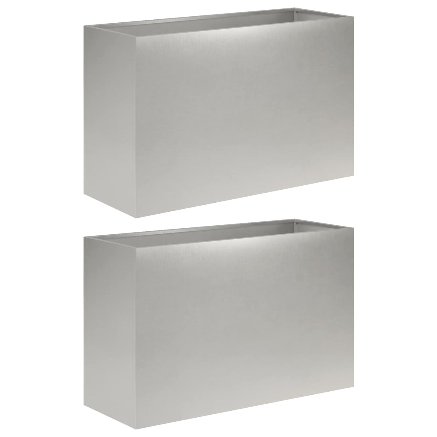 Plantenbak 2 st zilver 80 x 30 x 50 cm Roestvrij staal