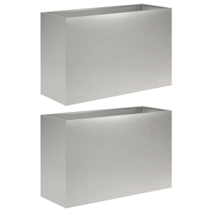 Plantenbak 2 st zilver 80 x 30 x 50 cm Roestvrij staal