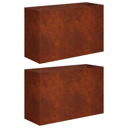 Plantenbak 2 st Roestkleurig 80 x 30 x 50 cm weervast staal