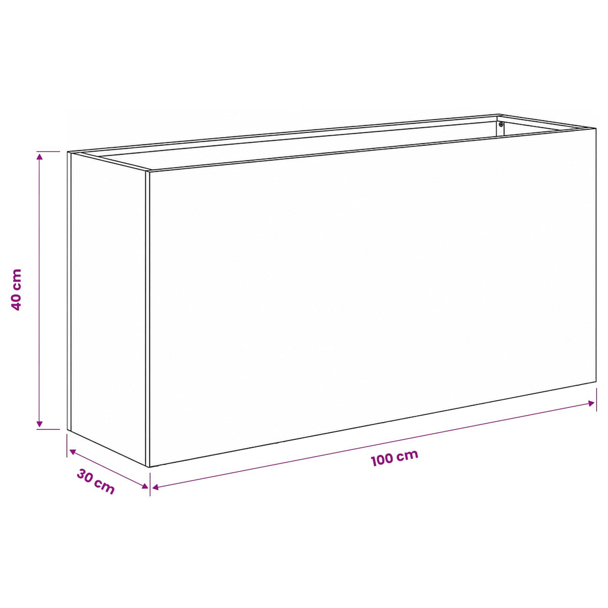 Plantenbak Zwart 100 x 30 x 40 cm Koudgewalst staal