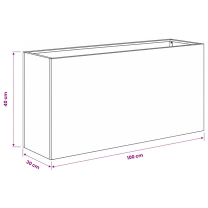 Plantenbak Wit 100 x 30 x 40 cm Koudgewalst staal