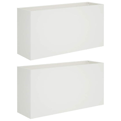 Plantenbak 2 st Wit 100 x 30 x 40 cm Koudgewalst staal