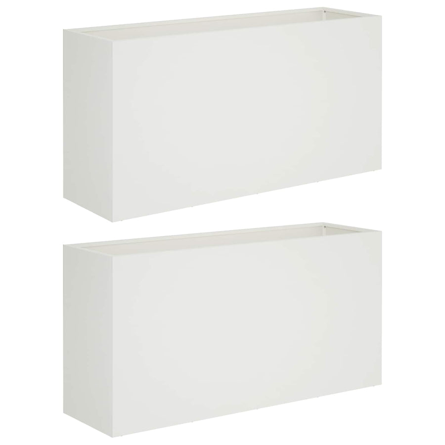 Plantenbak 2 st Wit 100 x 30 x 40 cm Koudgewalst staal